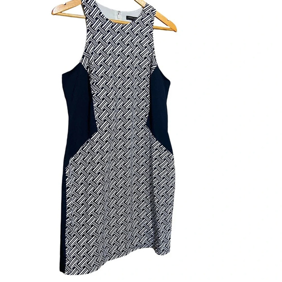 Banana Republic Sheath Dress Sleeveless Blue White Back Zip Lined Dress Size 14 - Picture 4 of 8